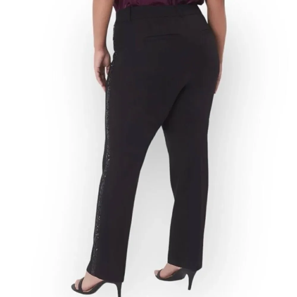 Lane Bryant Signature Fit Sequin Side‎ Tape The Perfect Drape Straight Pant 24